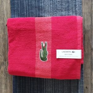 NEW LACOSTE Bath Towel Red